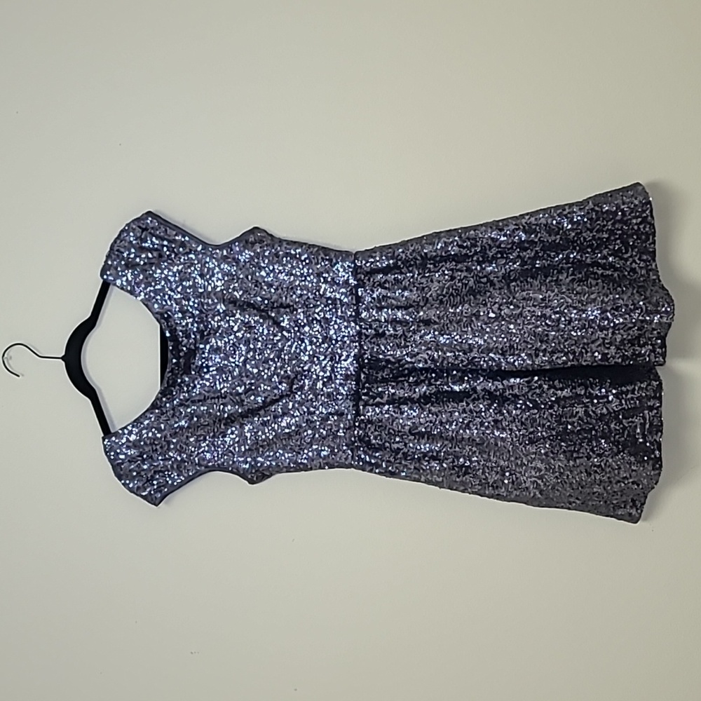 deb Steel Blue Sequin A-Line Dress